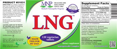 Photo of the MNP Michael's Naturopathic Programs LNG label