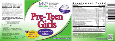 Photo of the MNP Michael's Naturopathic Programs Pre-Teen Girls label