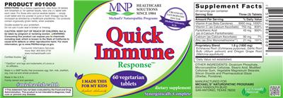 Photo of the MNP Michael's Naturopathic Programs Quick Immune Response label