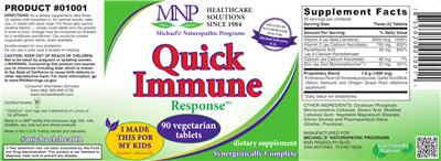 Photo of the MNP Michael's Naturopathic Programs Quick Immune Response label