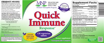 Photo of the MNP Michael's Naturopathic Programs Quick Immune Response label