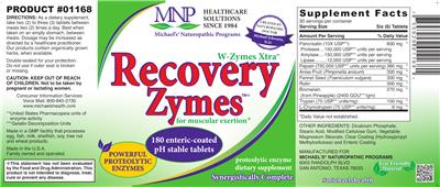Photo of the MNP Michael's Naturopathic Programs Recovery Zymes label