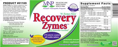 Photo of the MNP Michael's Naturopathic Programs Recovery Zymes label