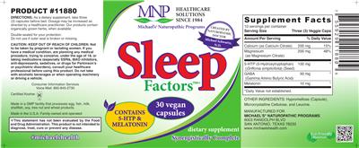Photo of the MNP Michael's Naturopathic Programs Sleep Factors label