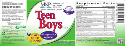 Photo of the MNP Michael's Naturopathic Programs Teen Boys Caps label