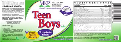 Photo of the MNP Michael's Naturopathic Programs Teen Boys Tabs label