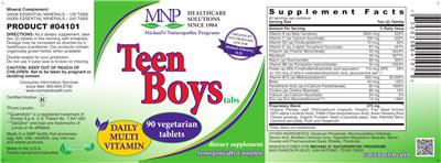 Photo of the MNP Michael's Naturopathic Programs Teen Boys Tabs label