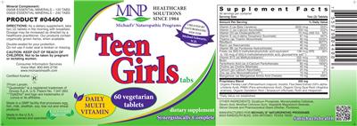 Photo of the MNP Michael's Naturopathic Programs Teen Girls Tabs label