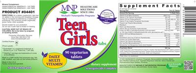 Photo of the MNP Michael's Naturopathic Programs Teen Girls Tabs label
