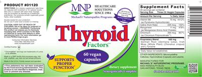 Photo of the MNP Michael's Naturopathic Programs Thyroid Factors label
