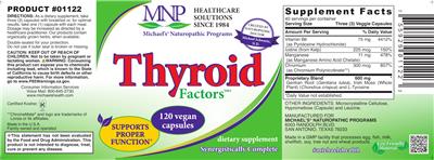 Photo of the MNP Michael's Naturopathic Programs Thyroid Factors label