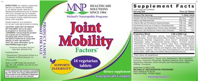 Photo of the MNP Michael's Naturopathic Programs Joint Mobility Factors label