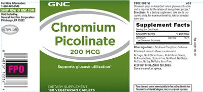 Photo of the GNC Chromium Picolinate 200 mcg label
