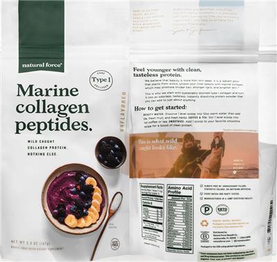 Photo of the Natural Force Marine Collagen Peptides Unflavored label