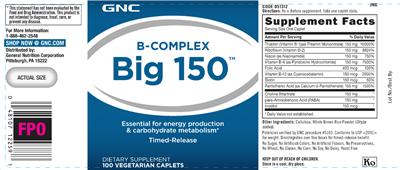 Photo of the GNC B-Complex Big 150 label