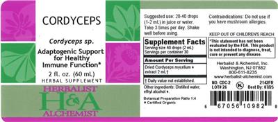Photo of the Herbalist & Alchemist Cordyceps label