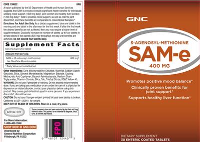 Photo of the GNC S-Adenosyl-Methionine SAM-e 400 mg label