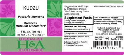 Photo of the Herbalist & Alchemist Kudzu label