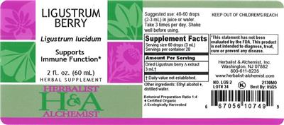Photo of the Herbalist & Alchemist Ligustrum Berry label