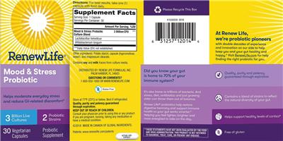 Label of Mood & Stress Probiotic
