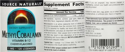 MethylCobalamin Vitamin B-12 1 mg Cherry-Flavored