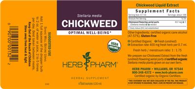Photo of the Herb Pharm Chickweed label
