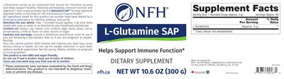 Photo of the NFH L-Glutamine SAP label