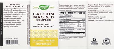 Photo of the Nature's Way Calcium Mag & D Complex label