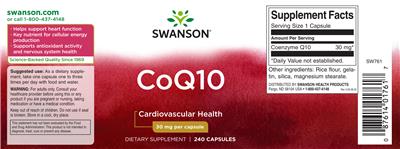 Photo of the Swanson CoQ10 30 mg label