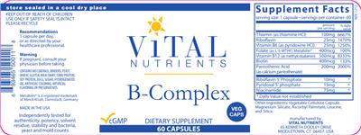 Photo of the Vital Nutrients B-Complex label