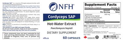 Photo of the NFH Cordyceps SAP label
