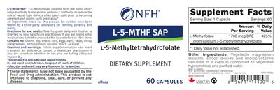 Photo of the NFH L-5-MTHF SAP label