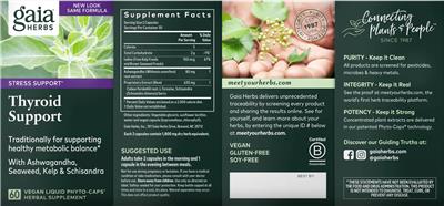 Photo of the Gaia Herbs Thyroid Support label