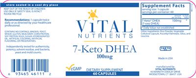 Photo of the Vital Nutrients 7-Keto DHEA 100 mg label
