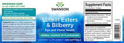 Photo of the Swanson Lutein Esters & Bilberry label