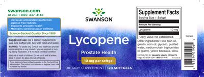 Photo of the Swanson Lycopene 10 mg label