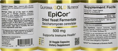 Photo of the California Gold Nutrition EpiCor Dried Yeast Fermentate 500 mg label