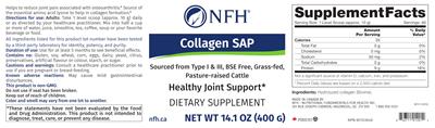 Photo of the NFH Collagen SAP label
