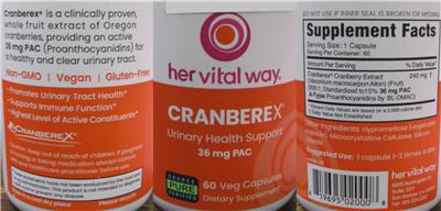 Photo of the her vital way Cranberex label