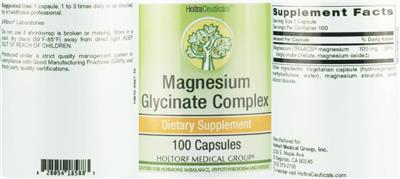 Photo of the HoltraCeuticals Magnesium Glycinate Complex label