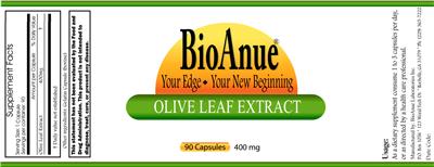 Photo of the BioAnue Olive Leaf Extract label
