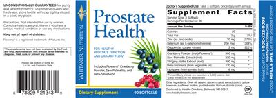 Photo of the Whitaker Nutrition Prostate Health label