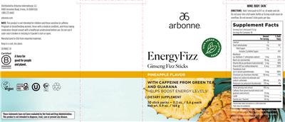 Photo of the Arbonne EnergyFizz Pineapple Flavor label