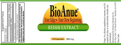 Photo of the BioAnue Reishi Extract label