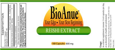 Photo of the BioAnue Reishi Extract label