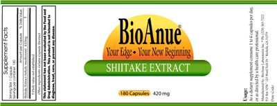 Photo of the BioAnue Shiitake Extract label