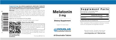Photo of the Douglas Laboratories Melatonin 3 mg label