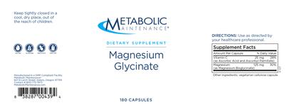 Photo of the Metabolic Maintenance Magnesium Glycinate label