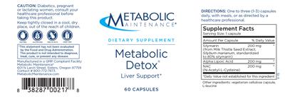 Photo of the Metabolic Maintenance Metabolic Detox label