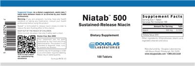 Photo of the Douglas Laboratories Niatab 500 label